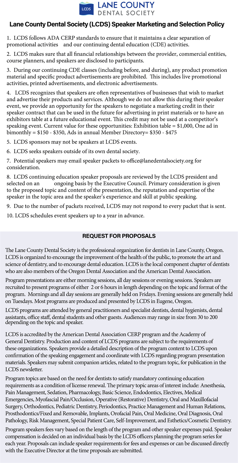 LCDS Speaker Policy